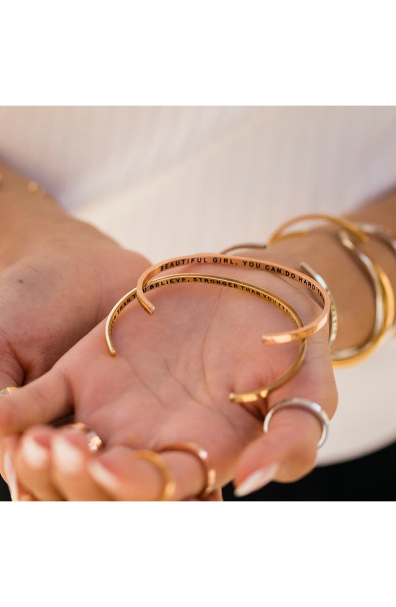 Mantra Beautiful Girl, You Can Do Hard Things bracelet, Alternate, color, Inside - Yellow Gold