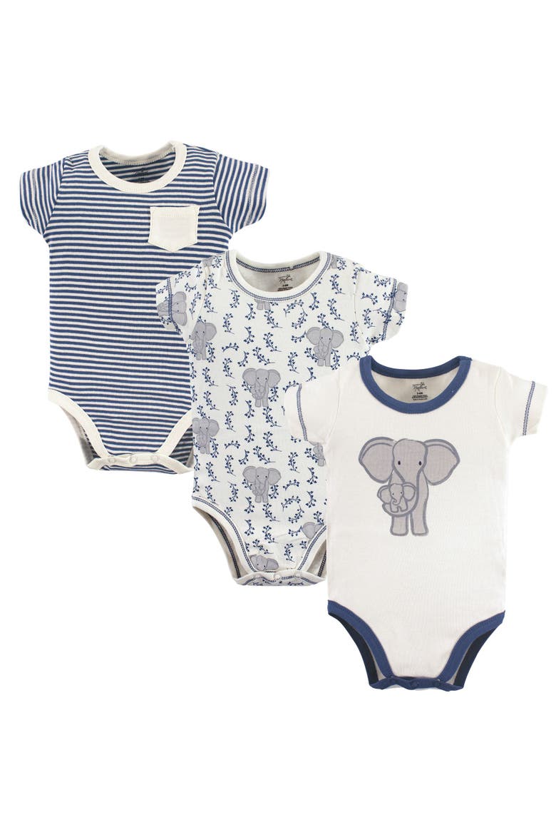 3Pk Organic Bodysuits, Main, color, Elephant