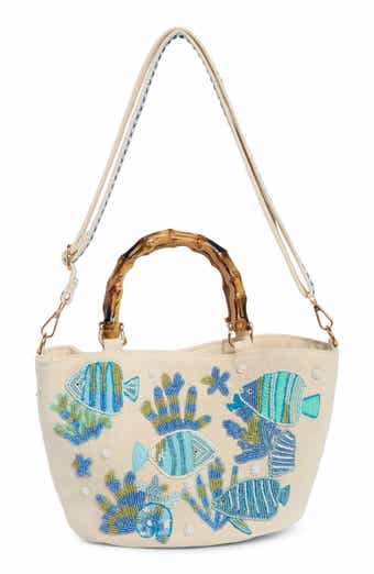 Beaded Canvas Tote Bag