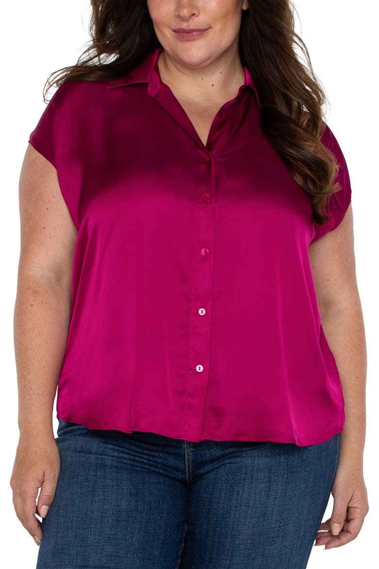 Dolman Sleeve Satin Shirt, Main, color, FUCHSIA KISS