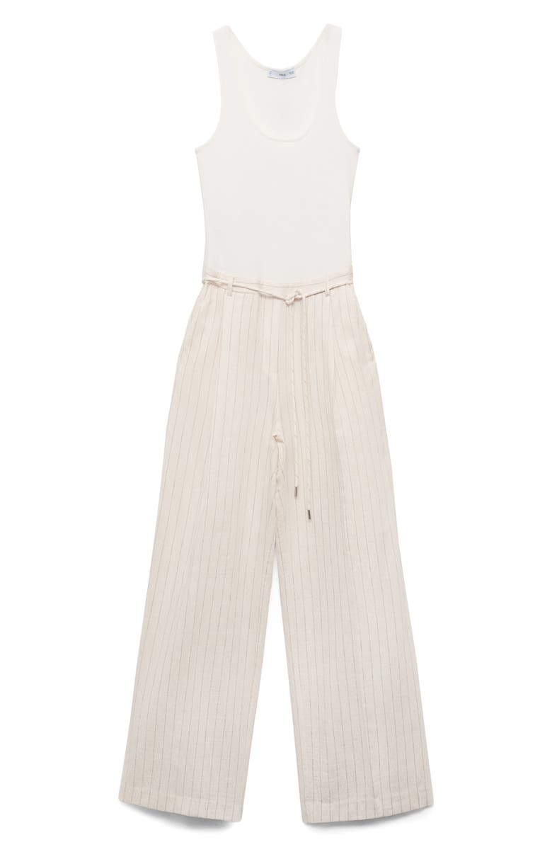 MANGO Mixed Media Tank Jumpsuit, Alternate, color, 