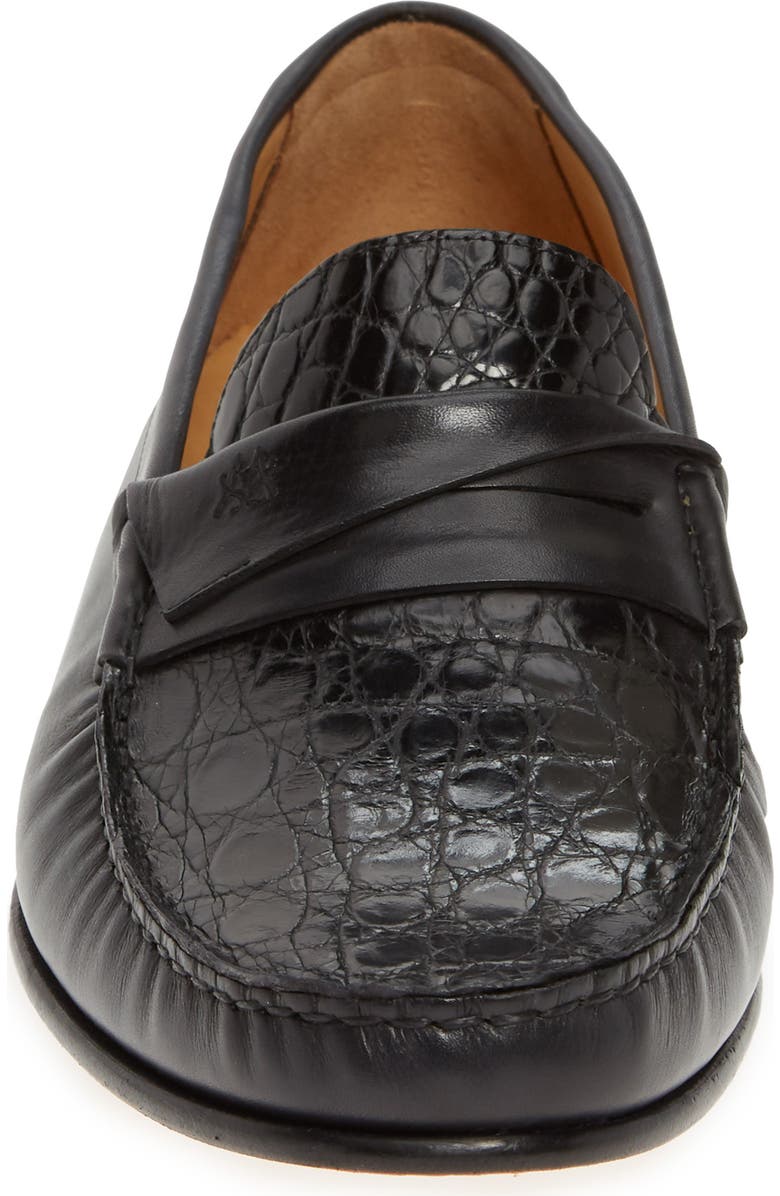 Mezlan Sica Crocodile Leather Penny Loafer, Alternate, color,