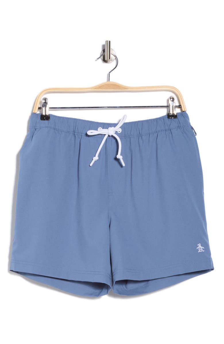 Original Penguin Solid 5-Inch Swim Trunks, Alternate, color, Copen Blue