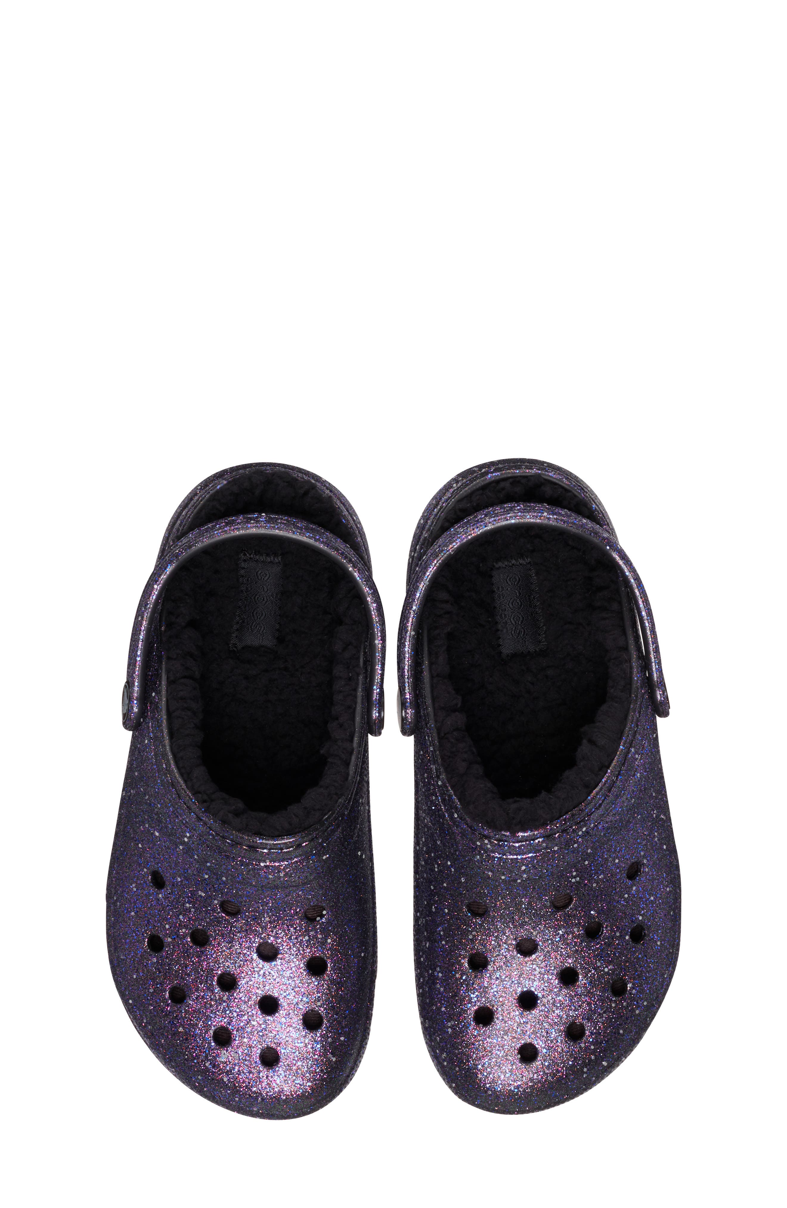 CROCS Kids' Classic Lined Space Glitter Clog, Alternate, color, Black/ Multi