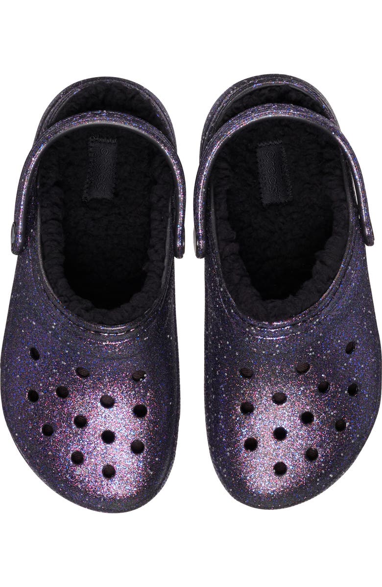 CROCS Kids' Classic Lined Space Glitter Clog, Alternate, color, Black/ Multi
