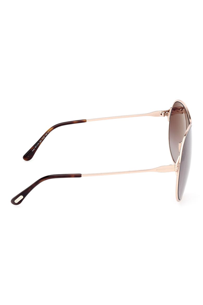Gais 71mm Oversize Mirrored Pilot Sunglasses, Alternate, color, ROSE GOLD DARK HAVANA / T LOGO