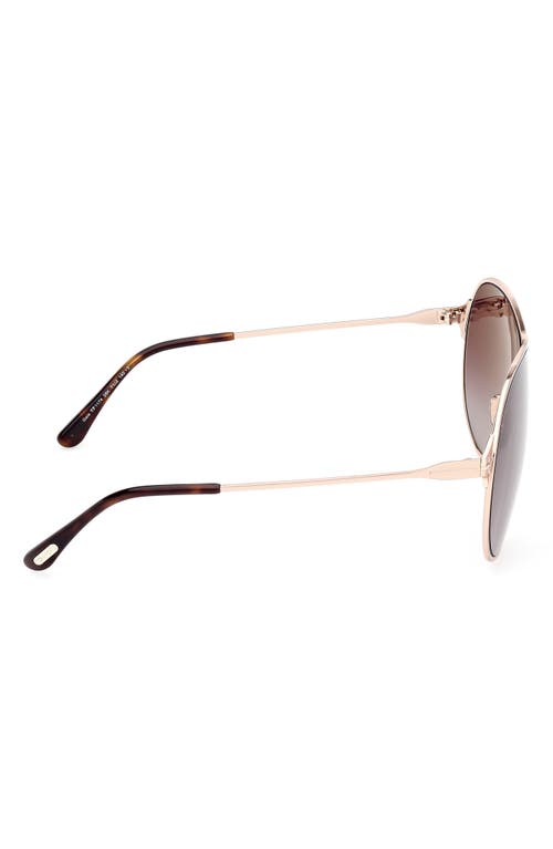 Tom Ford Gais 71mm Oversize Mirrored Pilot Sunglasses In Rose Gold Dark Havana/t Logo
