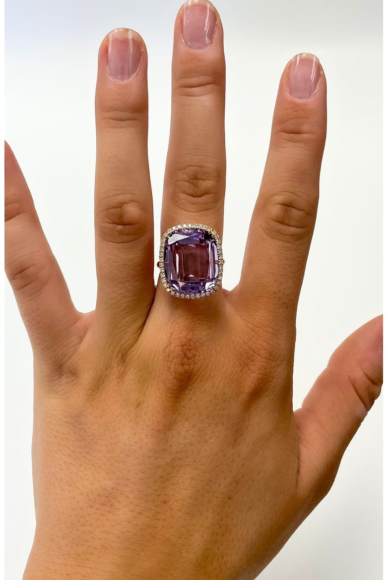 Gossip Cushion Cut Blue Topaz & Diamond Cocktail Ring, Alternate, color, AMETHYST
