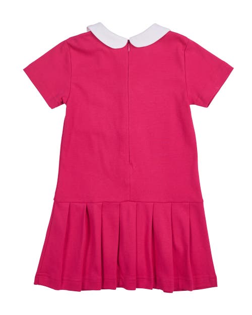 Florence Eiseman Knit Dress With Pleated Skirt And Bows In Fuchsia