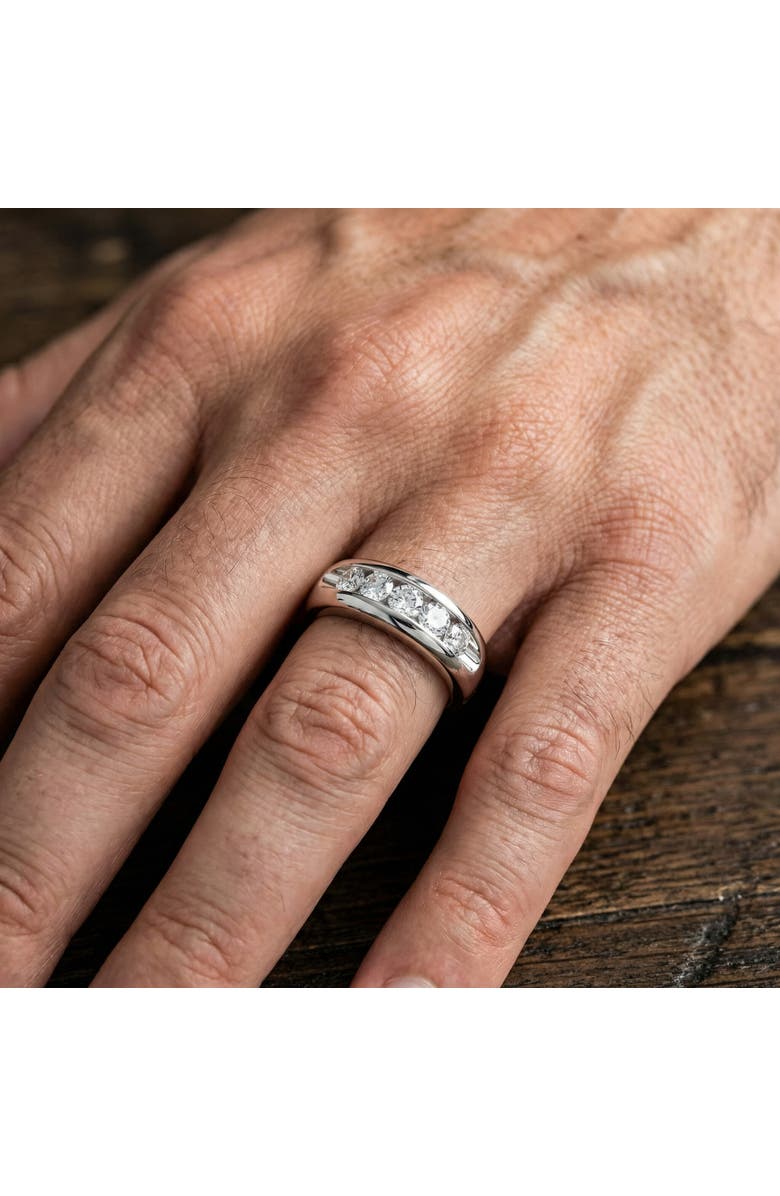 Bliss Diamond 3/4Ct Men's Diamond 5-Stone Wedding Ring Channel Set 10k Gold Lab Grown, Alternate, color, 10K White Gold
