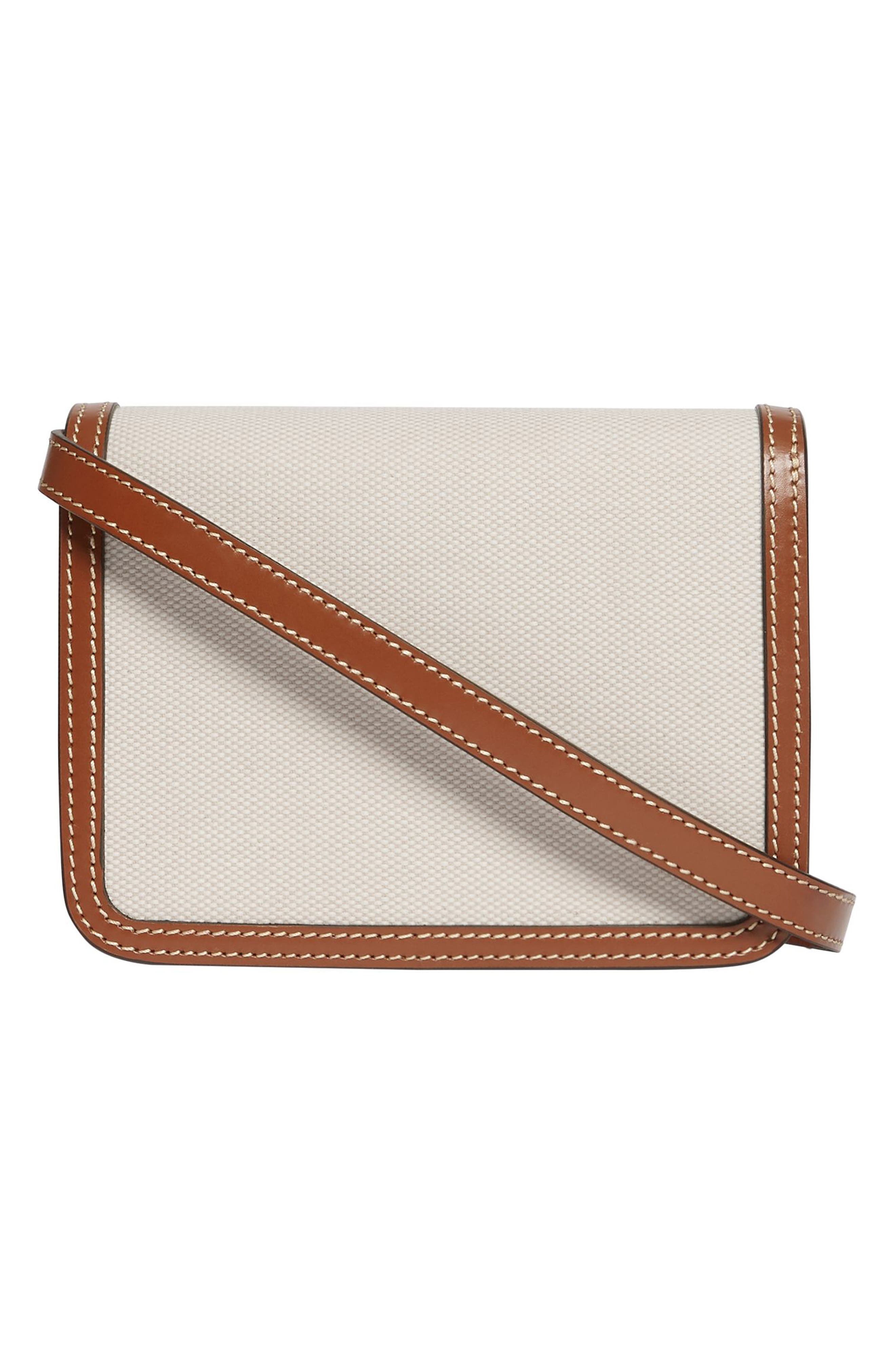 Burberry TB Monogram Canvas & Leather Shoulder Bag, Alternate, color, 