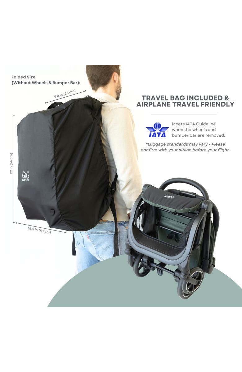 Guzzie and Guss Oxygen v2 Lightweight Stroller, Compact, One-Hand Fold Travel Stroller for Newborn to Toddler, Alternate, color, Raven