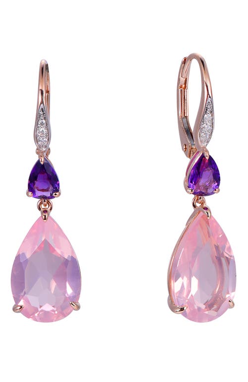 Kahn High Jewelry Rose Quartz And Amethyst Earrings With Diamonds In Pink & Purple