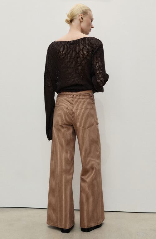 Mango Belted Stripe Wide Leg Jeans