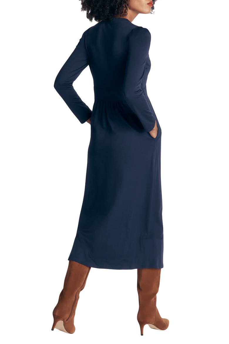 Hope Zip Detail Jersey Midi Dress, Alternate, color, NAVY