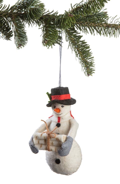 Snowman Felted Wool Ornament