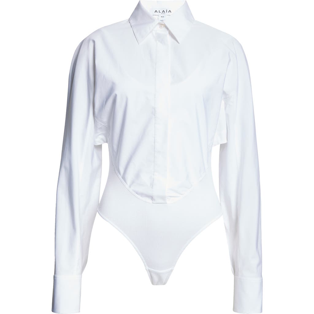 Shop Alaïa Layer Tank & Shirt Thong Bodysuit In Blanc