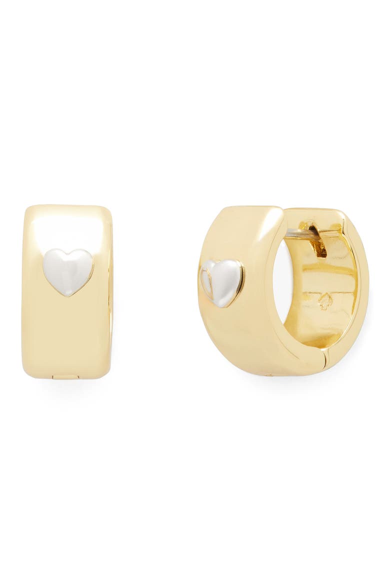 heartful huggie hoop earrings, Main, color, GOLD/SILVER