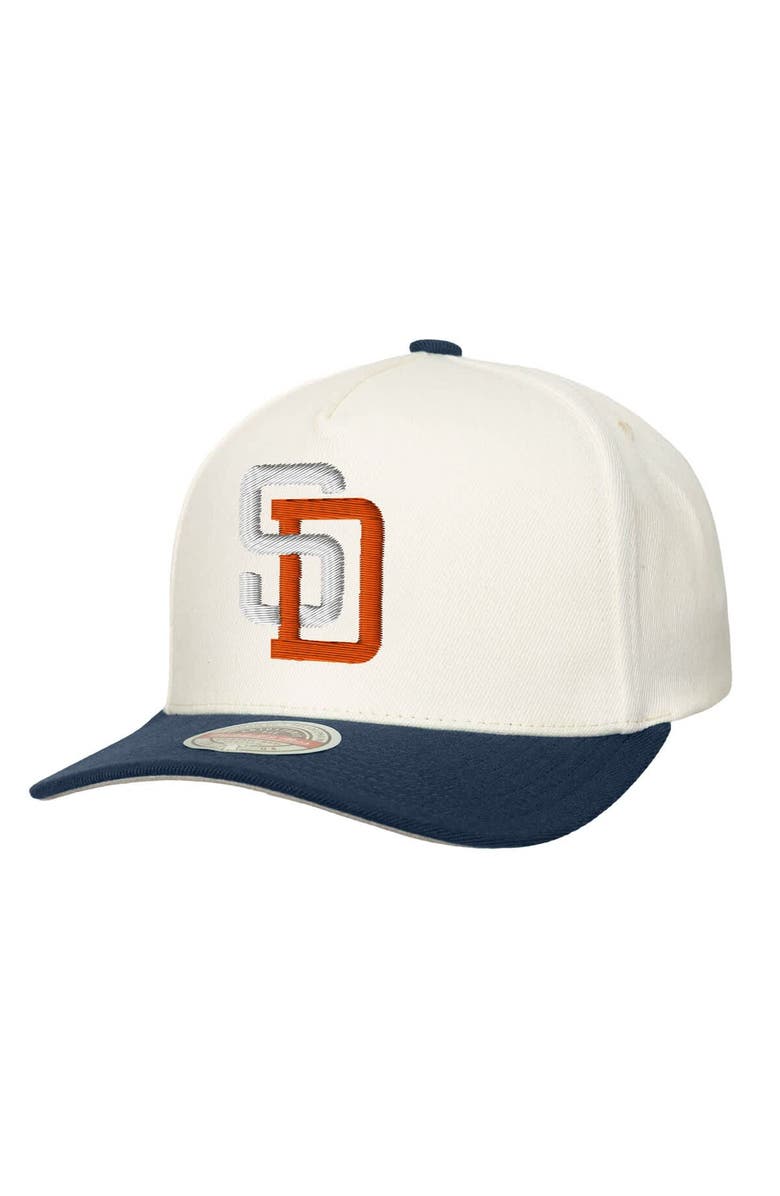 Mitchell & Ness Men's Mitchell & Ness  Cream San Diego Padres Coop Stretch-Snapback Hat, Main, color, Cream