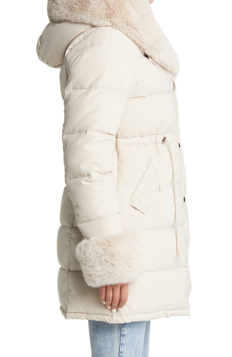 AZALEA WANG Faux Fur Trim Puffer Coat, Alternate, color,