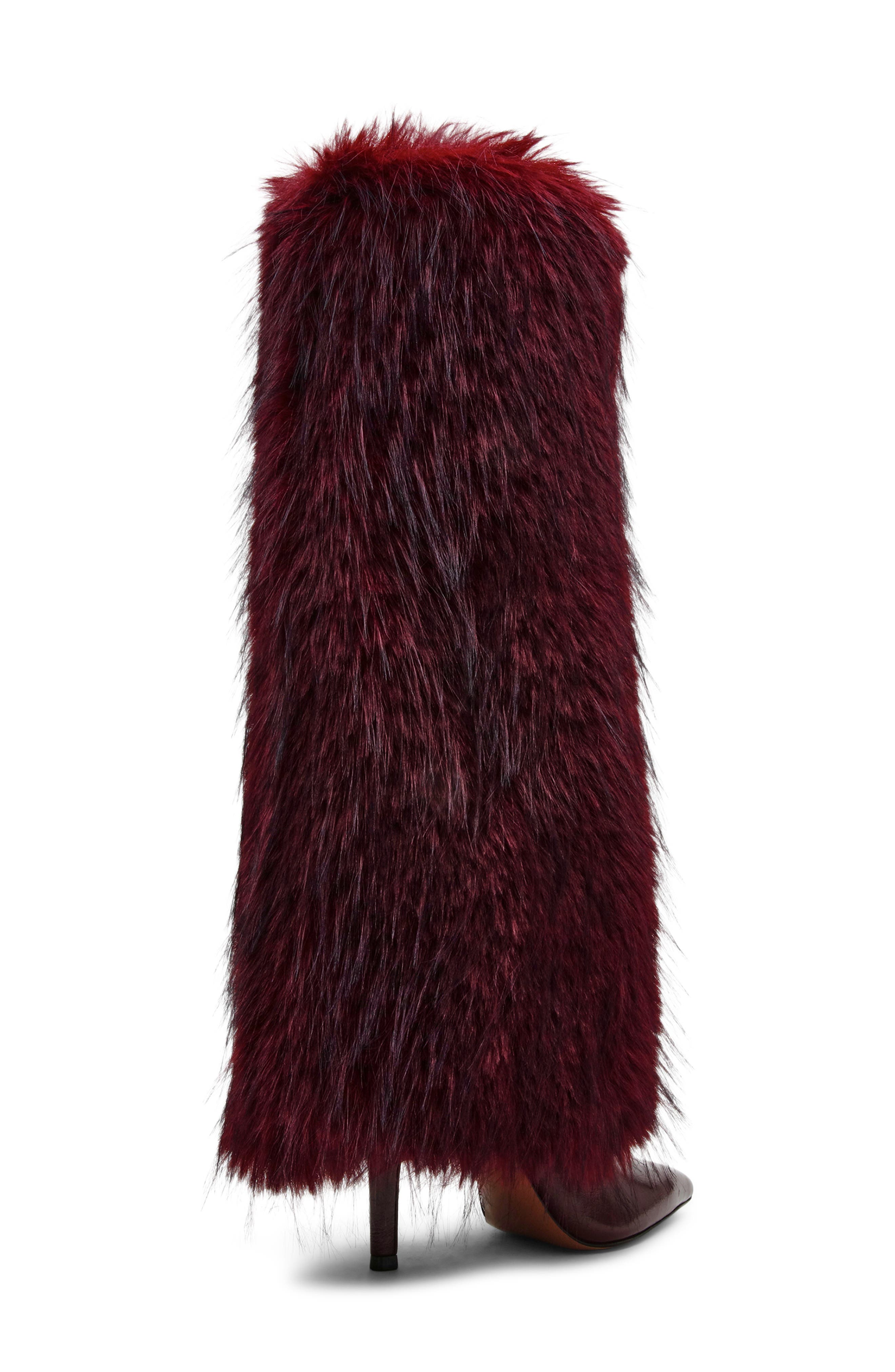 Icon Faux Fur Knee High Boot, Alternate, color, BURGUNDY