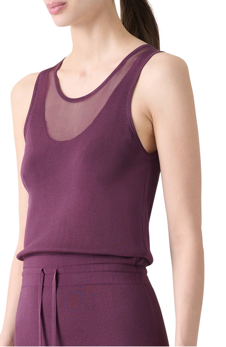 Akris punto Layered Sheer Knit Midi Dress, Alternate, color, Blackberry