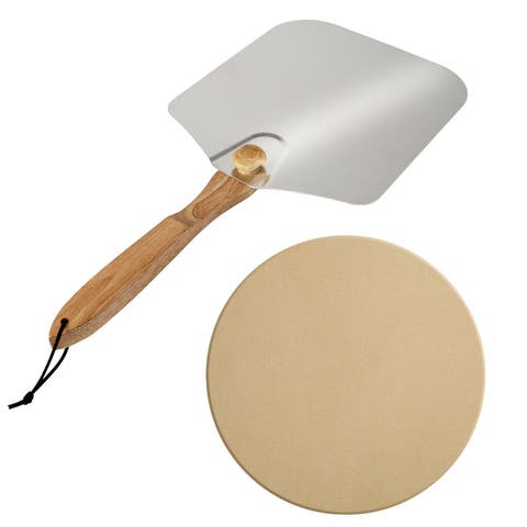 Traditional Pizza Stone and Pizza Peel Bundle
