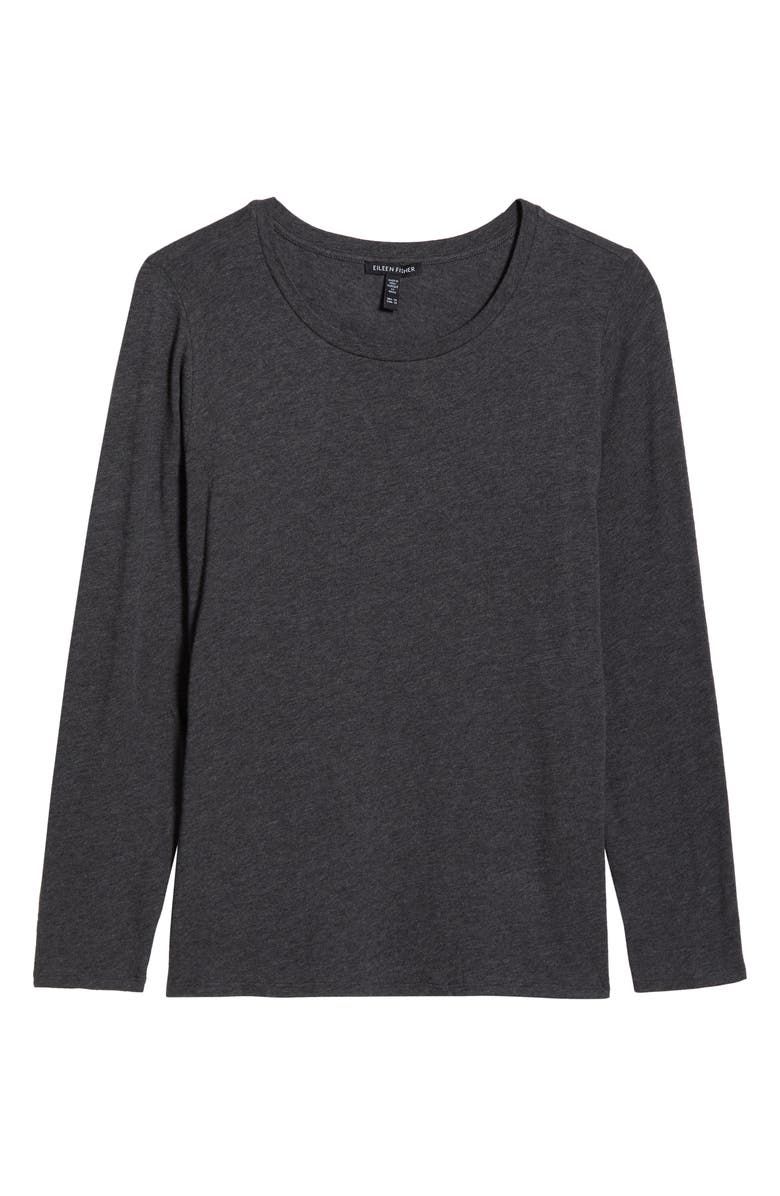 Eileen Fisher Crewneck Top, Alternate, color, Charcoal
