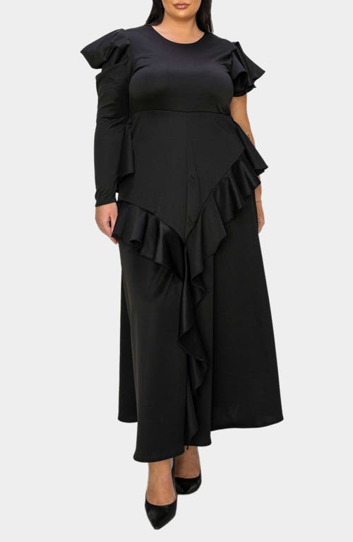L I V D Vivienne Ruffle Maxi Dress In Black