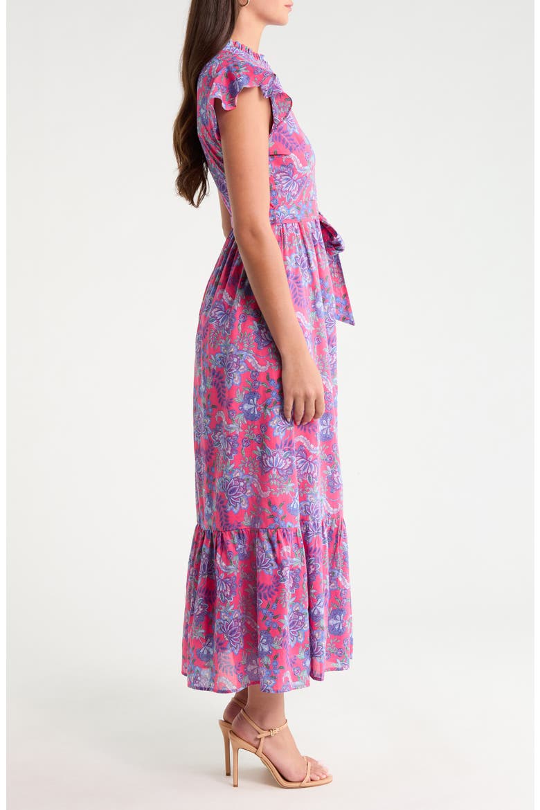 Riah Floral Button-Up Tiered Maxi Dress, Alternate, color, PINK-BLUE-GREEN