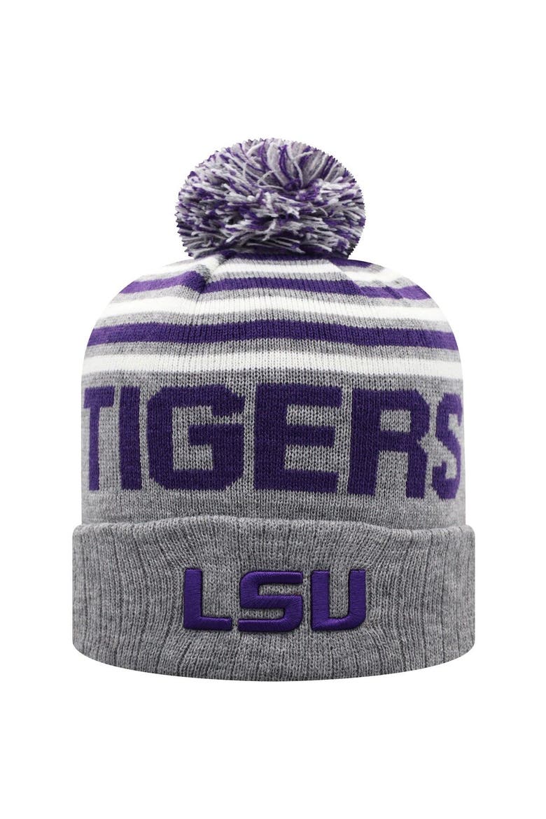 Men's Top of the World Heathered Gray LSU Tigers Ensuing Cuffed Knit Hat with Pom, Main, color, Heather Gray