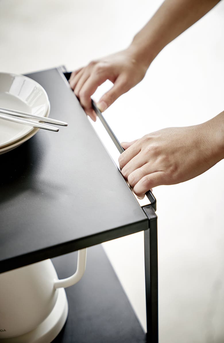 Yamazaki Three Tier Tower Kitchen Cart, Alternate, color, Black