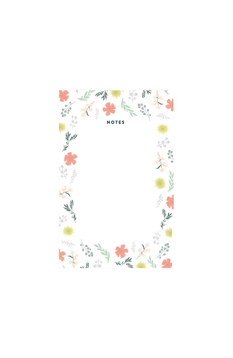 Joy Paper Co. Floral Notes Notepad, Main, color, White With Floral Print