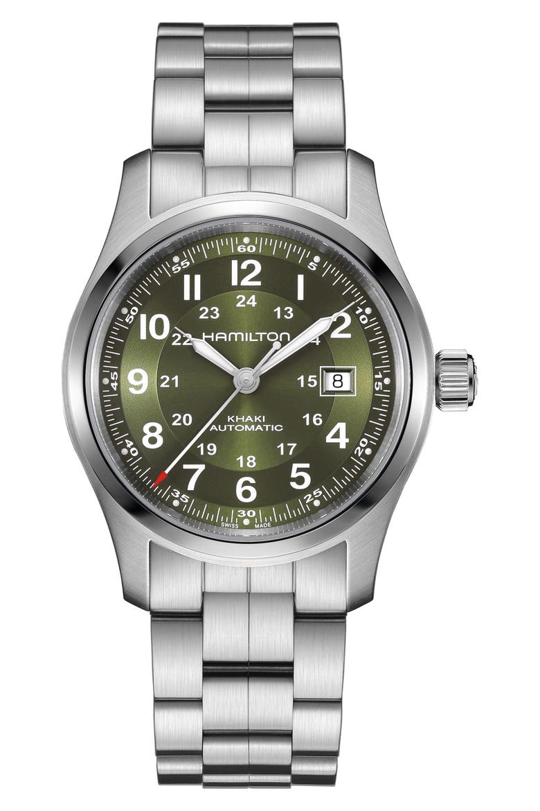 Khaki Field Automatic Bracelet Watch, 42mm, Main, color, GREEN