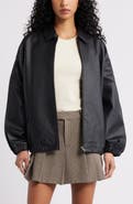 Open Edit Oversize Faux Leather Jacket