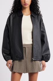 Open Edit Oversize Faux Leather Jacket
