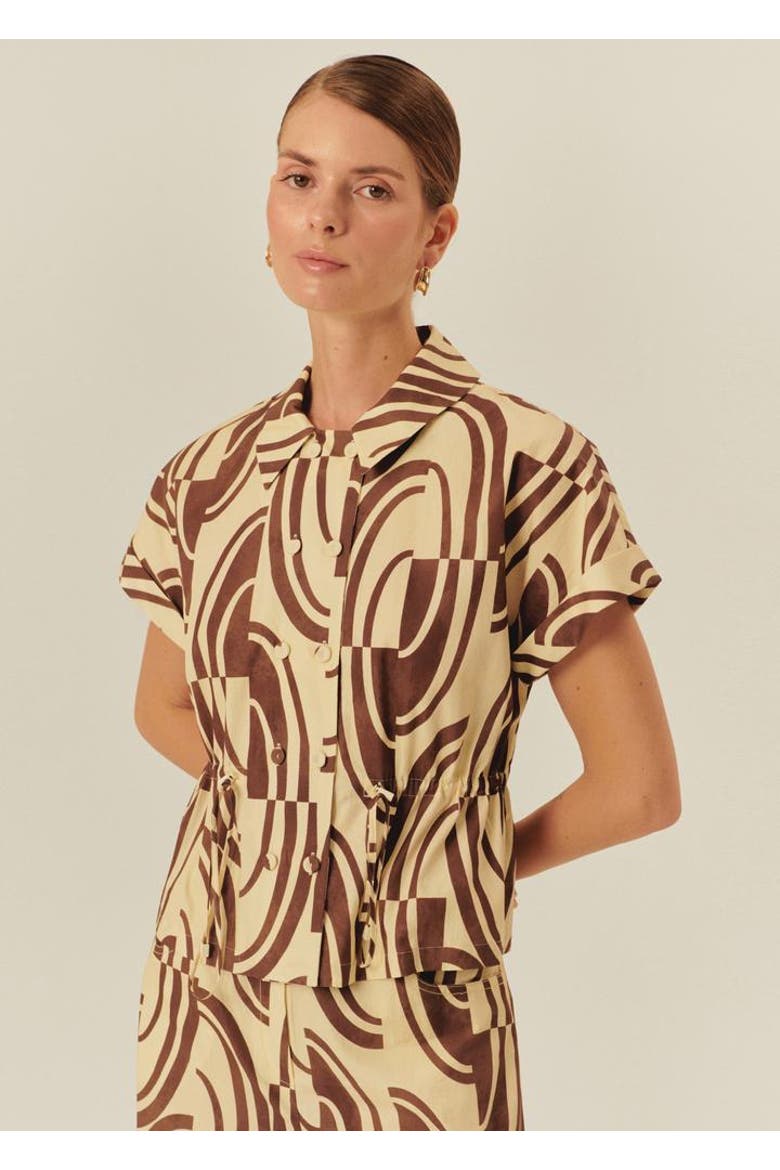 Jocelyn Cotton Shirt, Main, color, BROWN