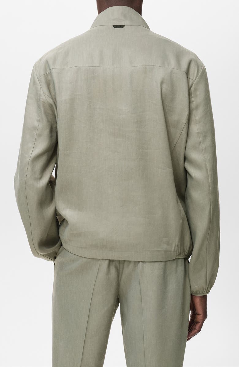 MANGO Linen Blend Jacket, Alternate, color, Olive Green