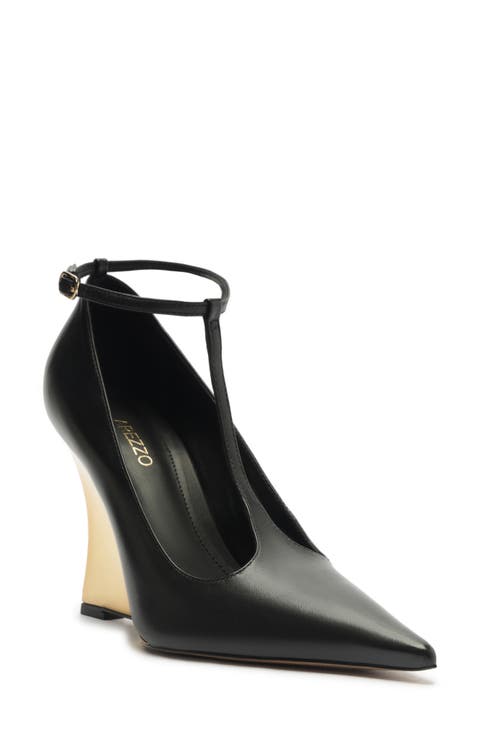 Roxy T-Strap Pointed Toe Wedge Pump (Women)