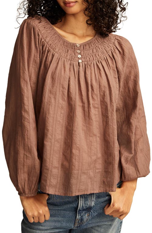 Lucky Brand Easy Smocked Yoke Top In Deep Taupe