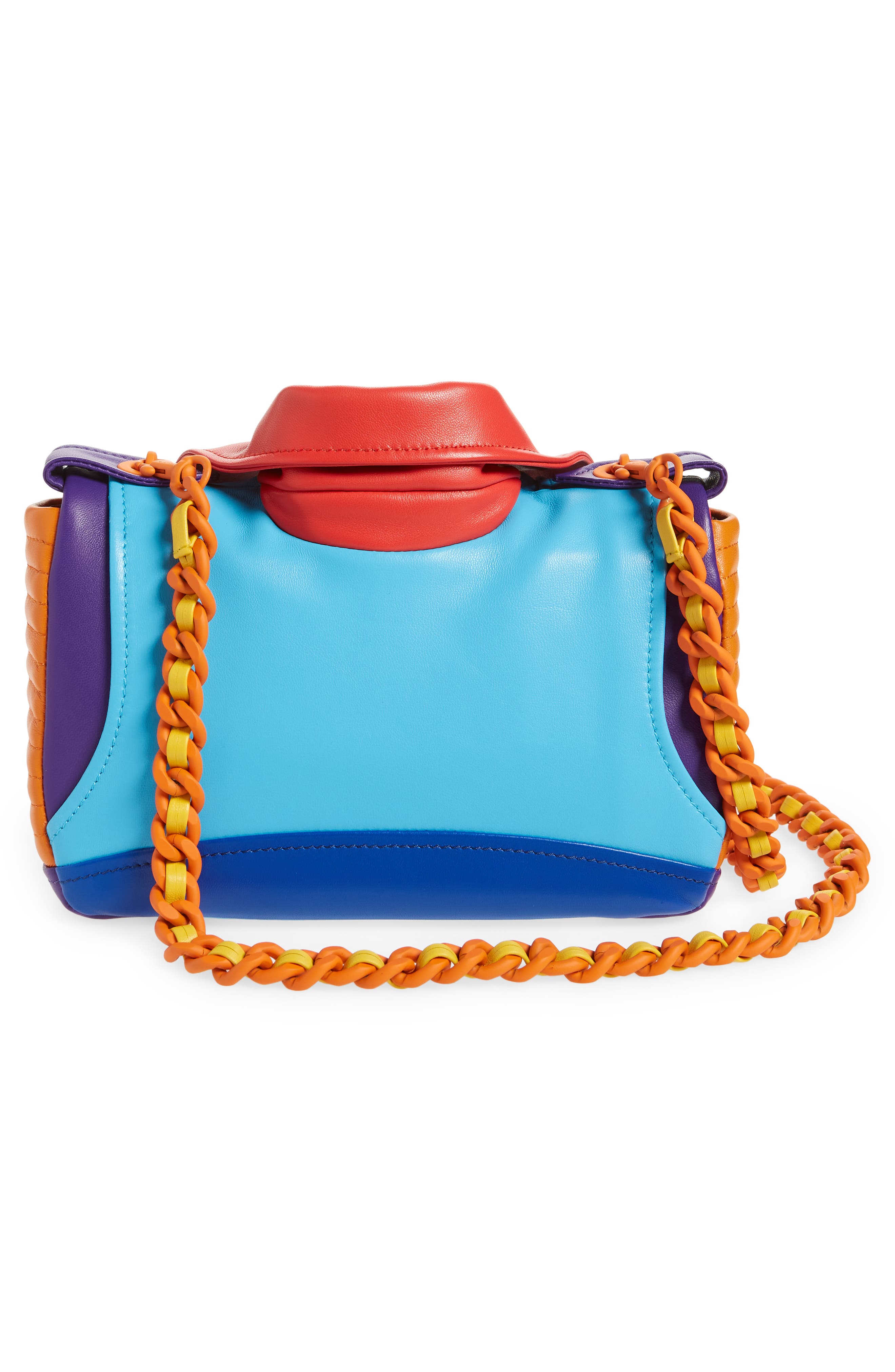 Moschino Biker Colorblock Leather Shoulder Bag, Alternate, color, 