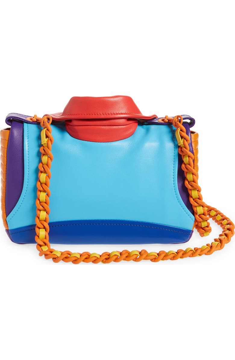 Moschino Biker Colorblock Leather Shoulder Bag, Alternate, color,