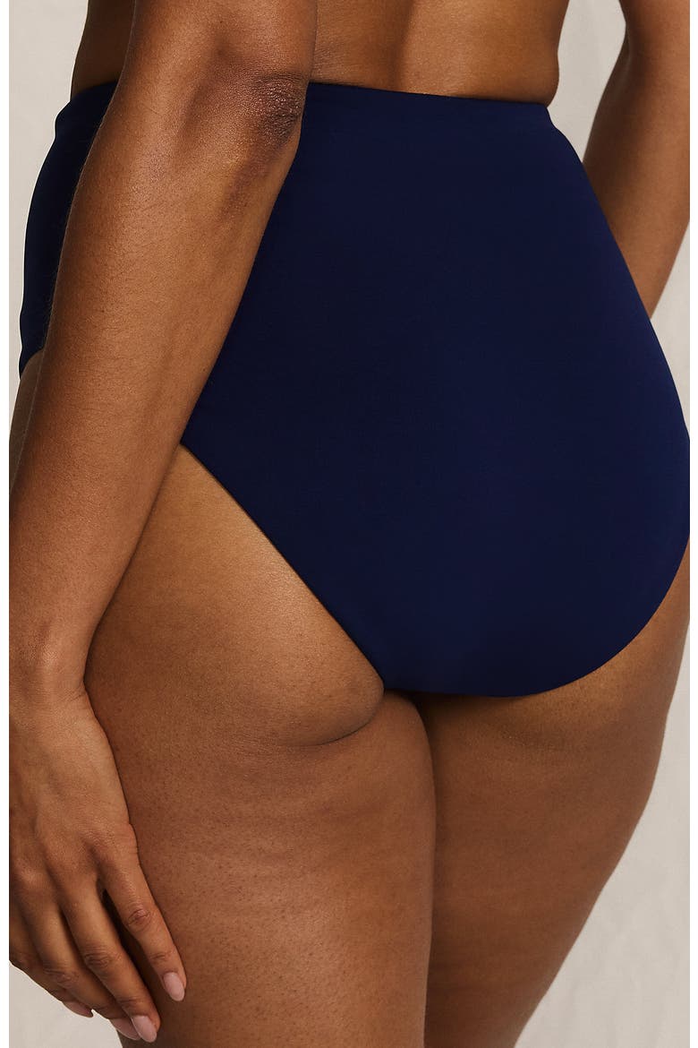 Tugless QuickDry High Waisted High Leg Bikini Bottoms, Alternate, color, Deep Sea Navy