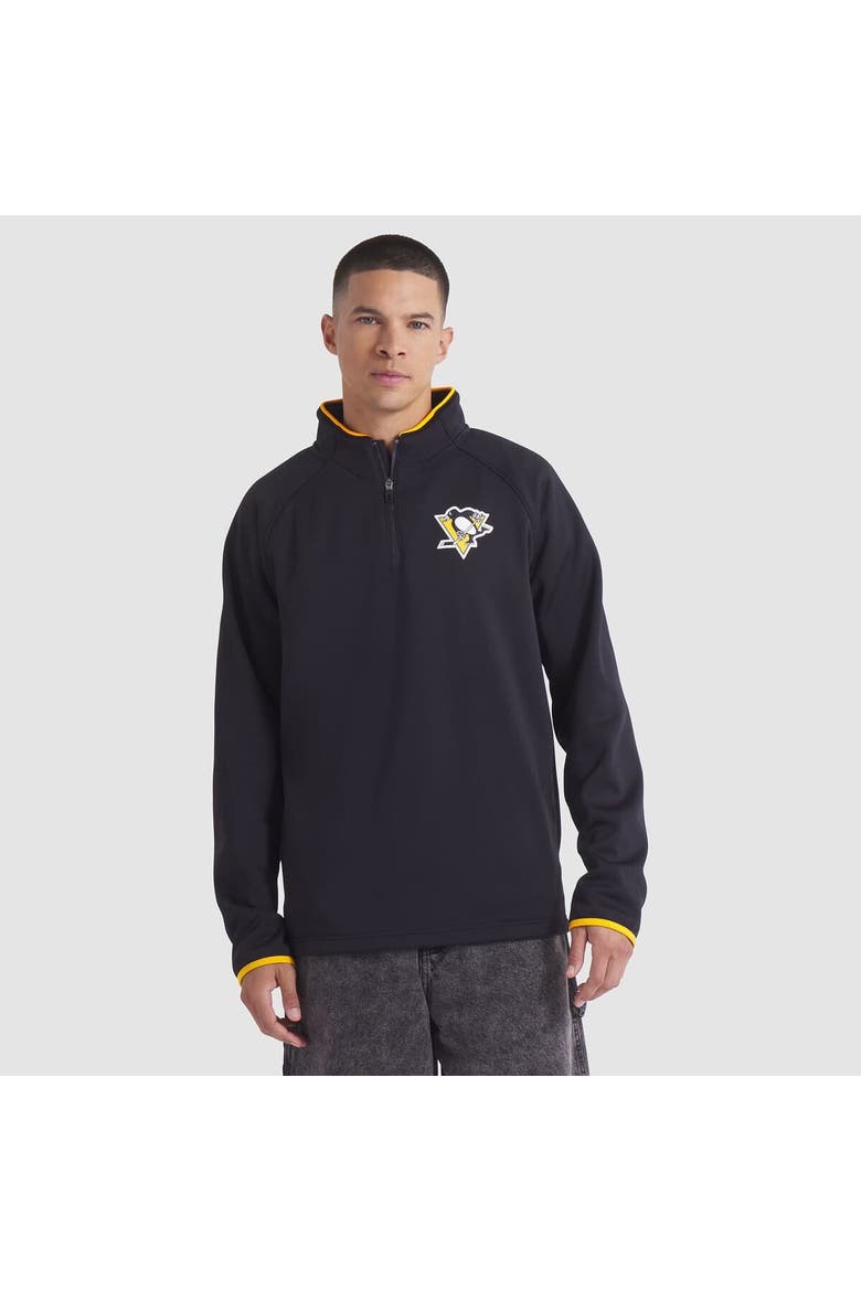 Men's Fanatics Black Pittsburgh Penguins Authentic Pro Rink Raglan Quarter-Zip Pullover, Main, color, Black