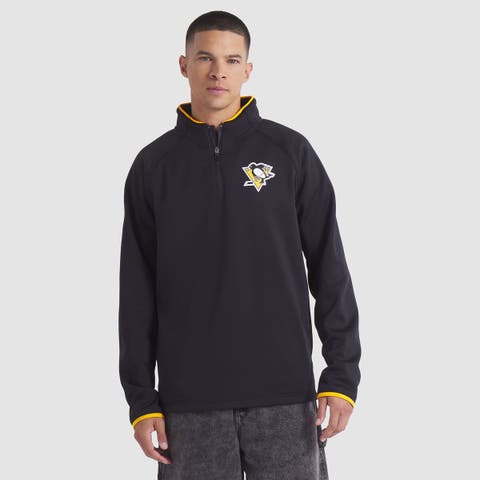 Men's Fanatics Black Pittsburgh Penguins Authentic Pro Rink Raglan Quarter-Zip Pullover