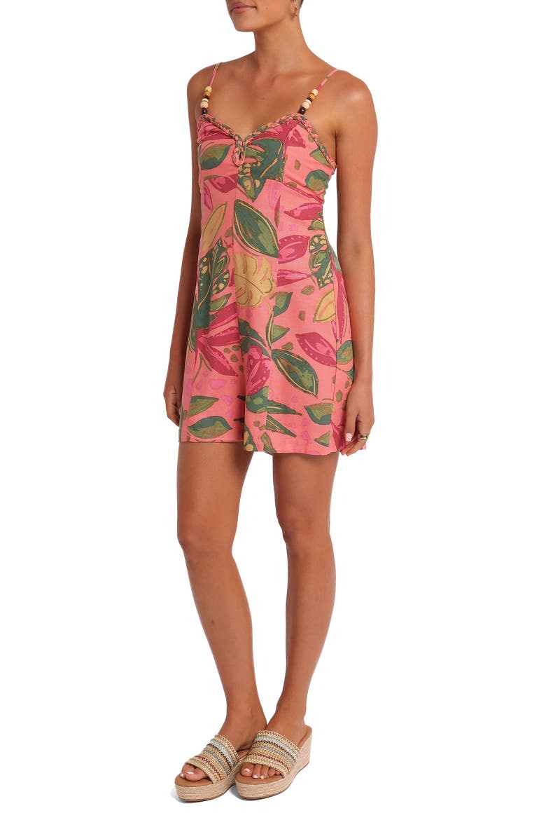 Analu Tropical Print Romper, Alternate, color, PINK RIO