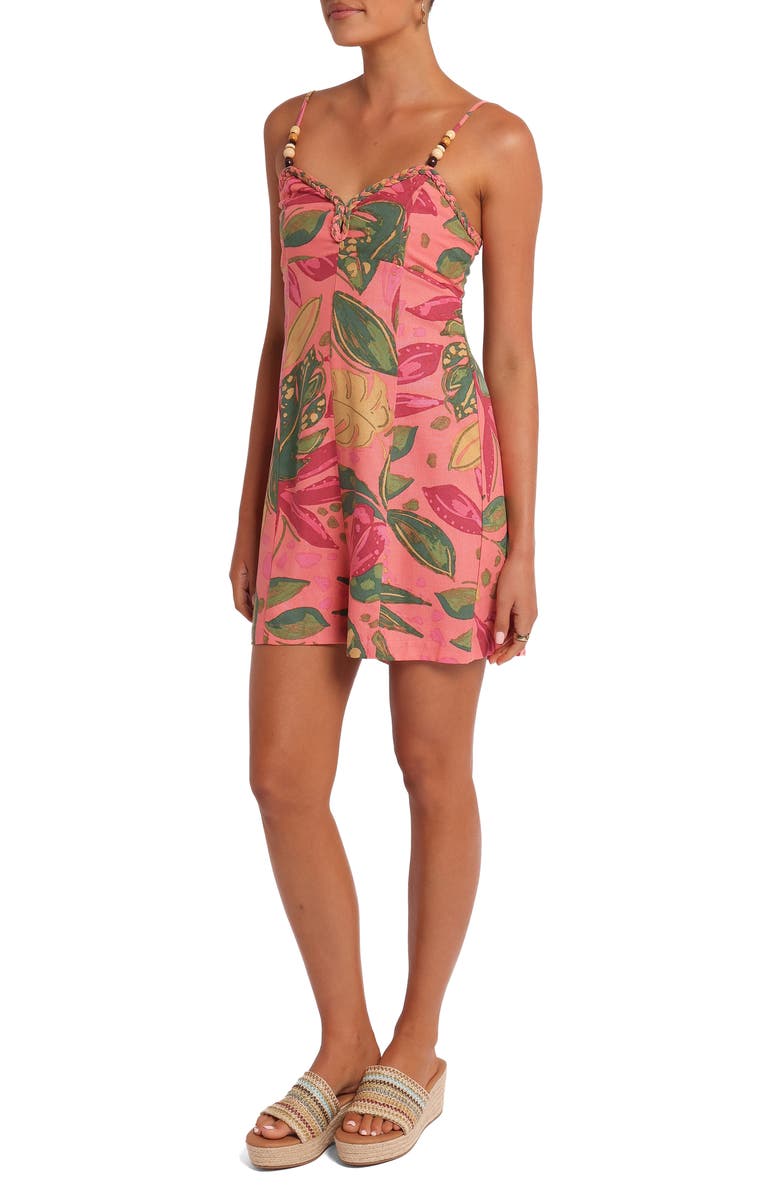 Petal & Pup Analu Tropical Print Romper, Alternate, color, Pink Rio