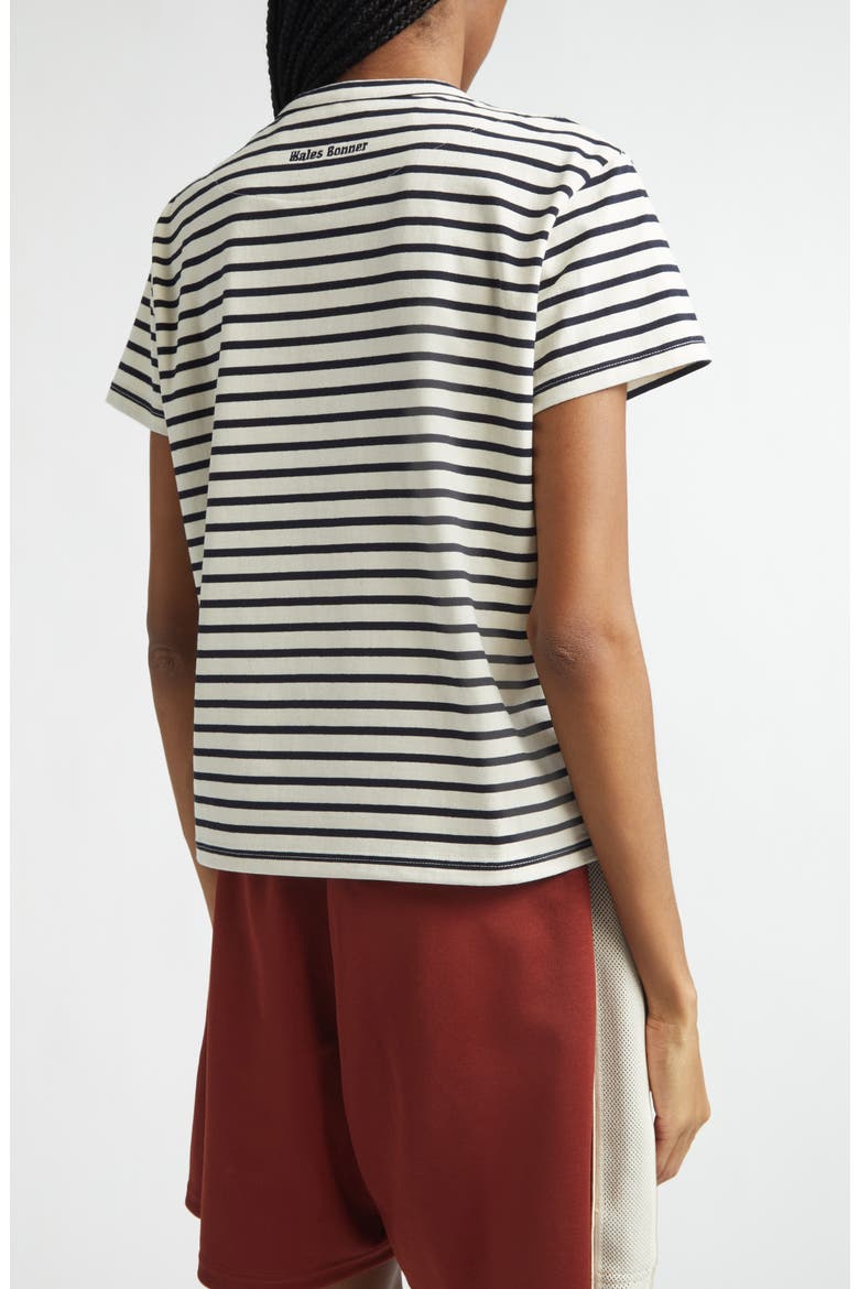 Crown Stripe Crop T-Shirt, Alternate, color, IVORY / NAVY
