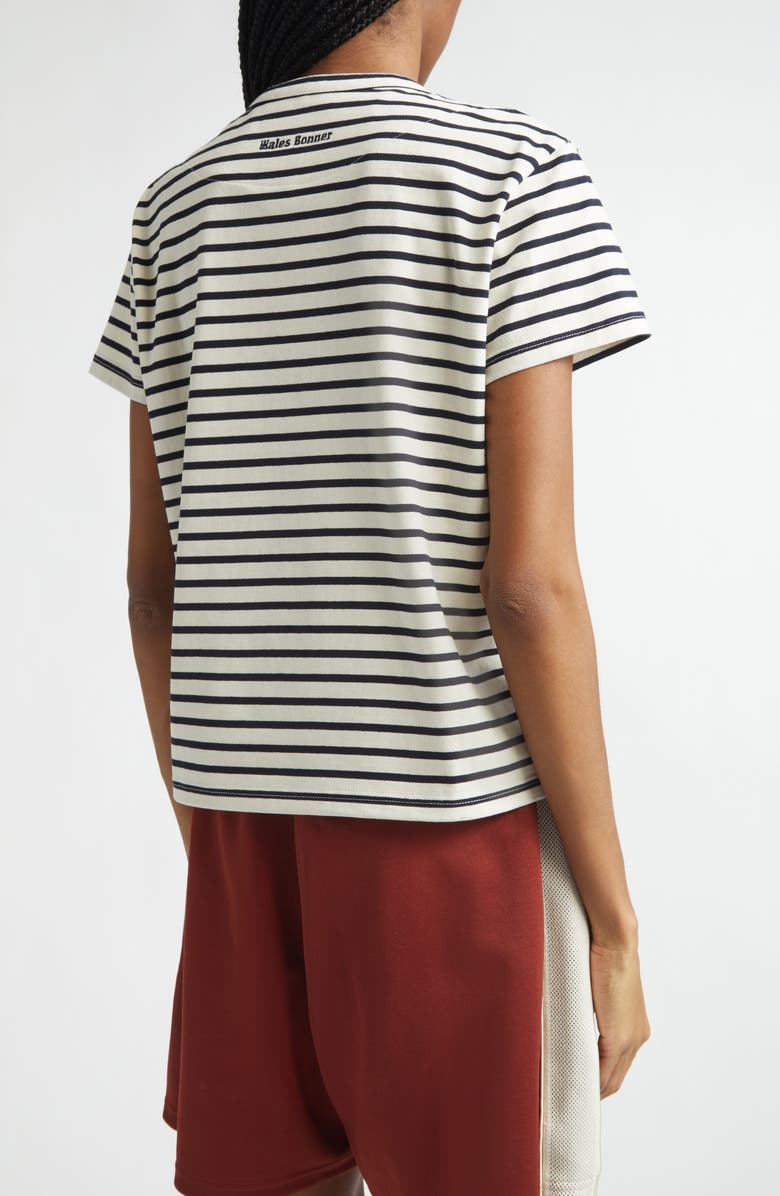Wales Bonner Crown Stripe Crop T-Shirt, Alternate, color, Ivory / Navy