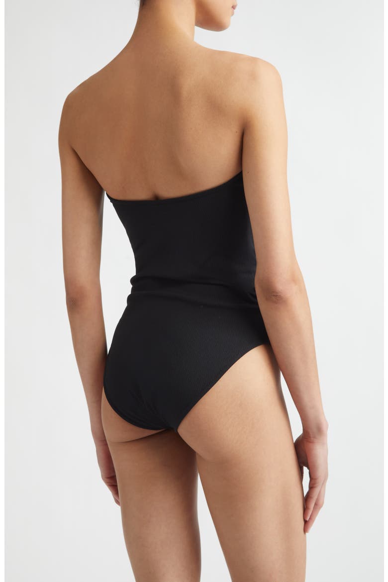 Ribbed Strapless One-Piece Swimsuit, Alternate, color, BLACK